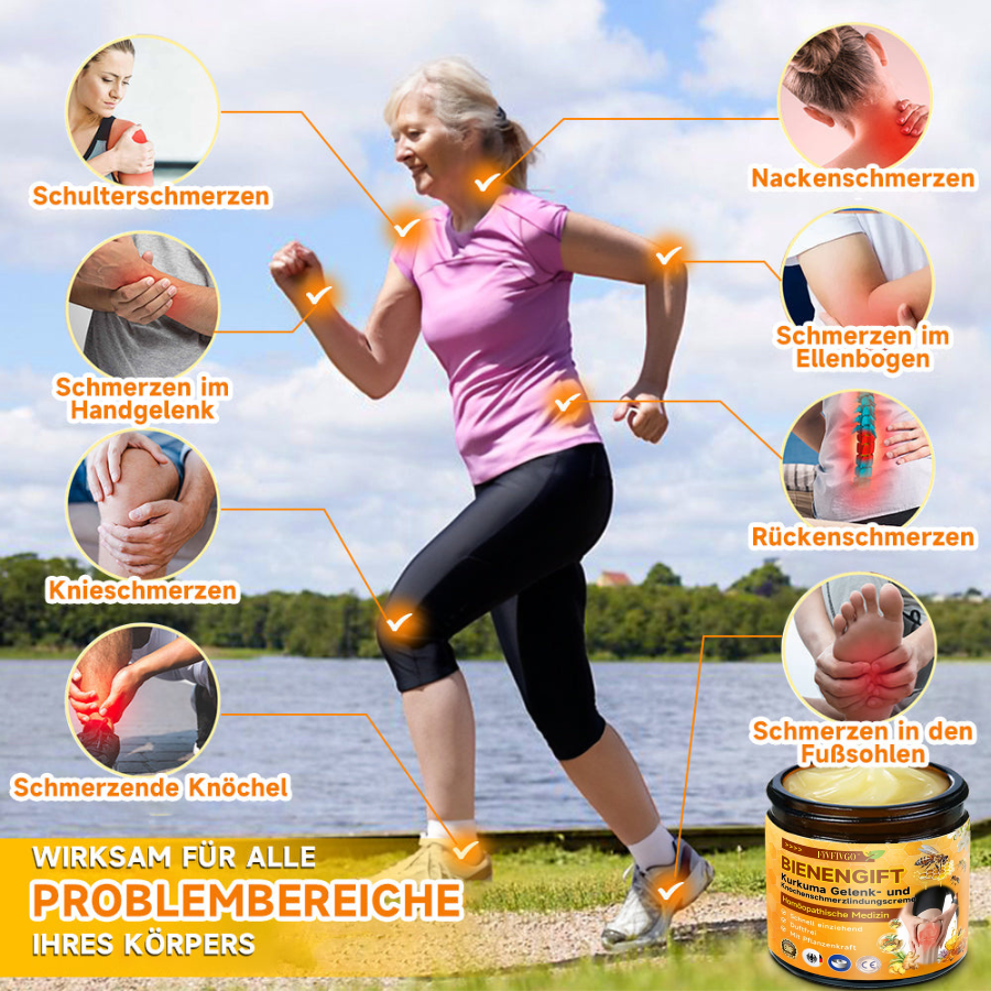 Fivfivgo™ Bienengift- und Kurkuma-Gelenk- und Knochenschmerzlinderungscreme (Spezialisiert auf Gelenk- und Arthritisbeschwerden & empfohlen von der AAOS)