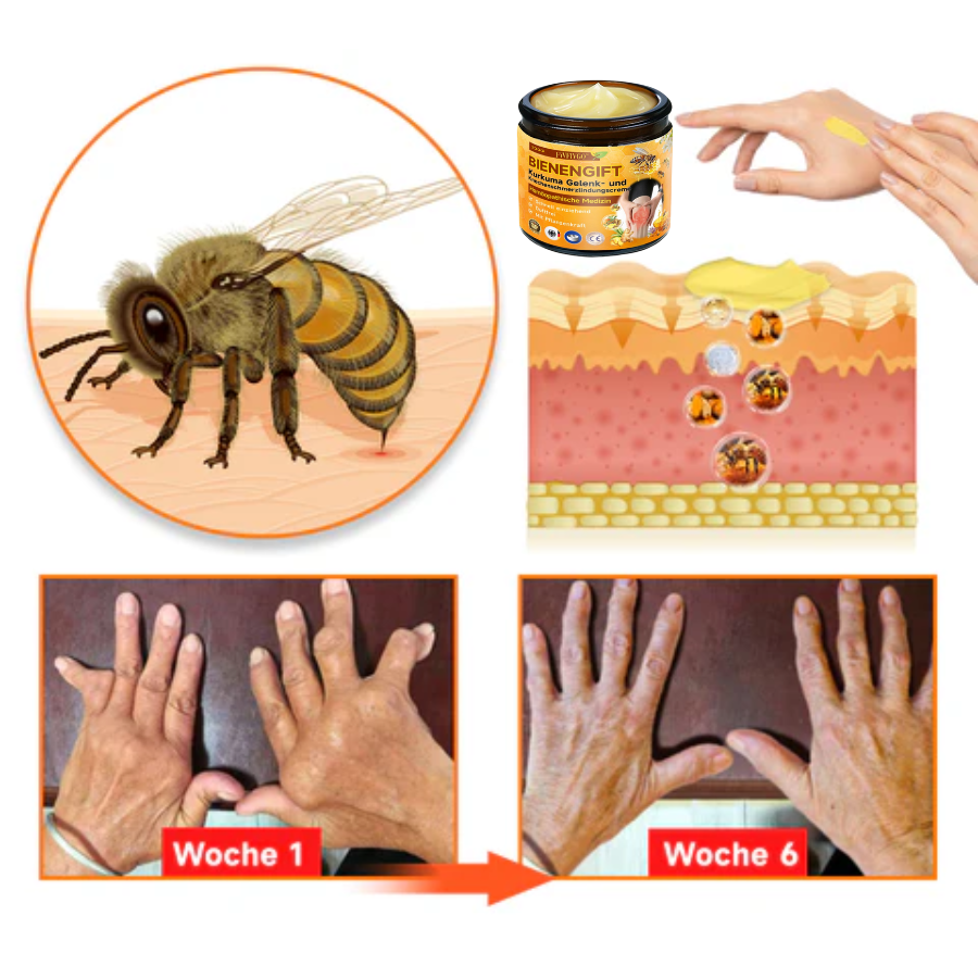 Fivfivgo™ Bienengift- und Kurkuma-Gelenk- und Knochenschmerzlinderungscreme (Spezialisiert auf Gelenk- und Arthritisbeschwerden & empfohlen von der AAOS)