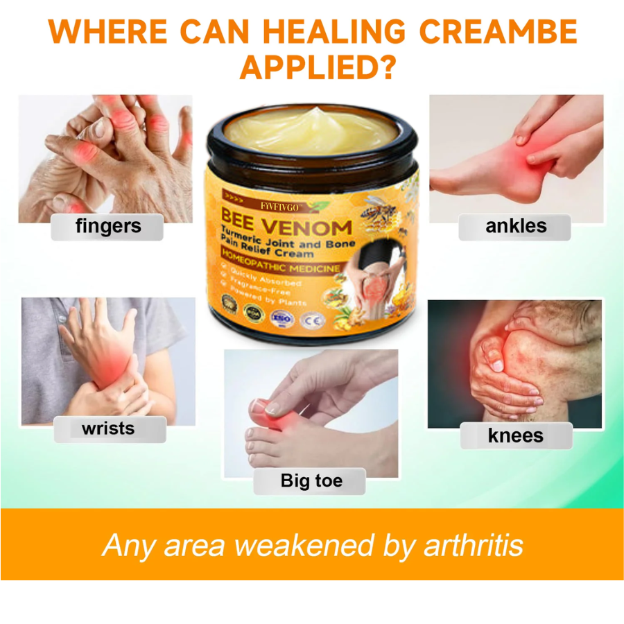 Fivfivgo™ Bee Venom and Turmeric Joint and Bone Pain Relief Cream (Specialized in Joint and Arthritis Pain & Recommended by AAOS)