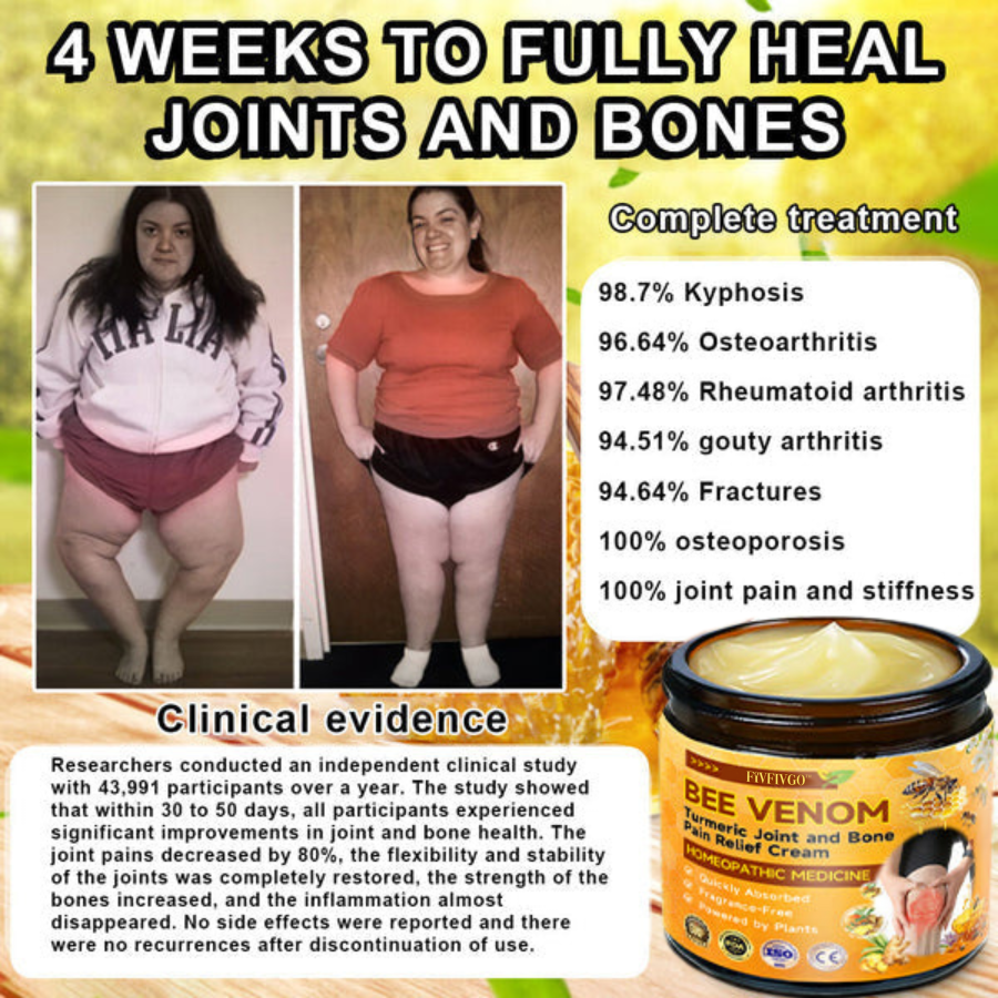 Fivfivgo™ Bee Venom and Turmeric Joint and Bone Pain Relief Cream (Specialized in Joint and Arthritis Pain & Recommended by AAOS)