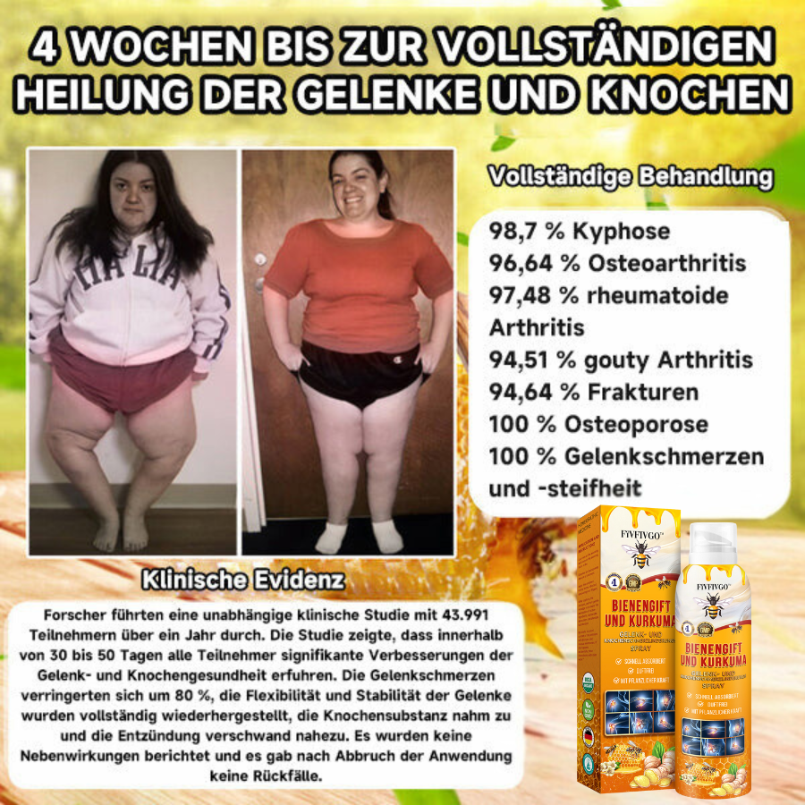 Fivfivgo™ Bienengift- und Kurkuma-Gelenk- und Knochenschmerzlinderungs-Spray (Spezialisiert auf Gelenk- und Arthritisbeschwerden & empfohlen von der AAOS)
