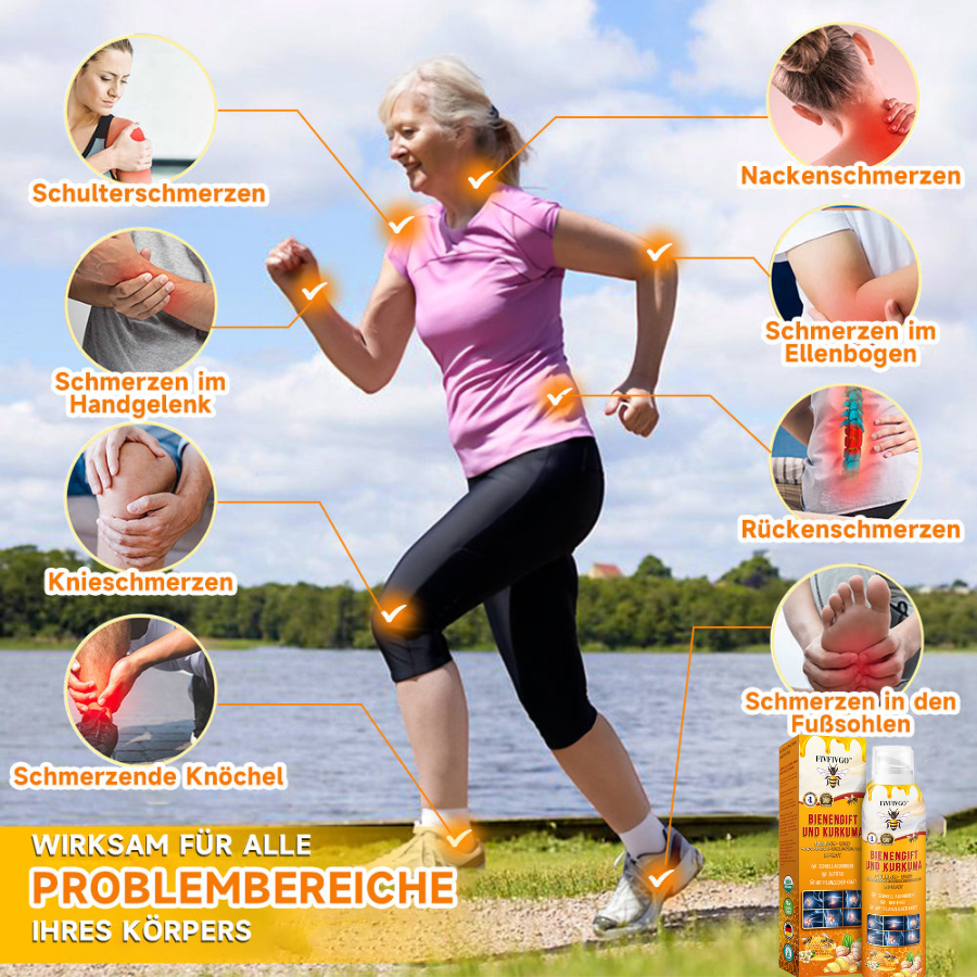 Fivfivgo™ Bienengift- und Kurkuma-Gelenk- und Knochenschmerzlinderungs-Spray (Spezialisiert auf Gelenk- und Arthritisbeschwerden & empfohlen von der AAOS)