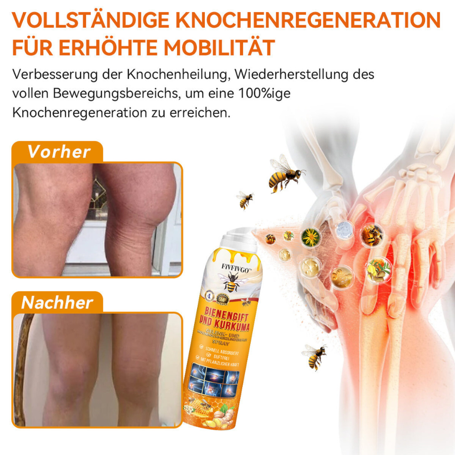 Fivfivgo™ Bienengift- und Kurkuma-Gelenk- und Knochenschmerzlinderungs-Spray (Spezialisiert auf Gelenk- und Arthritisbeschwerden & empfohlen von der AAOS)