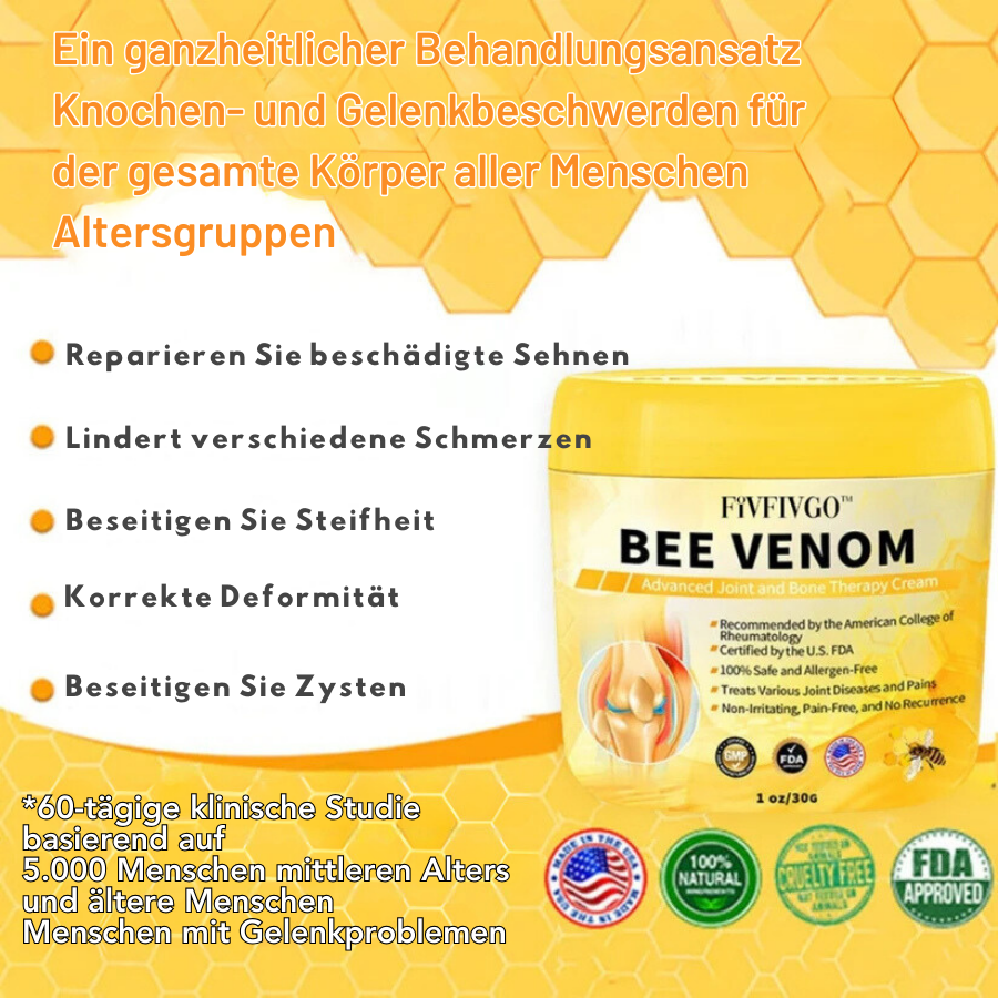 Fivfivgo™ Bienengift Fortgeschrittenes Gelenkt und Knochentherapie-Creme (Neuseeländischer Bienenextrakt - Spezialisiert auf orthopädische Erkrankungen und Arthritisschmerzen)