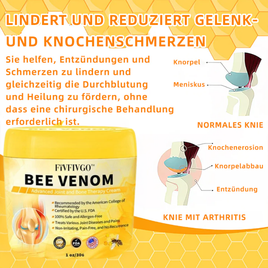 Fivfivgo™ Bienengift Fortgeschrittenes Gelenkt und Knochentherapie-Creme (Neuseeländischer Bienenextrakt - Spezialisiert auf orthopädische Erkrankungen und Arthritisschmerzen)