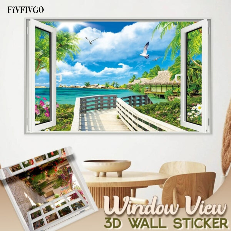 Fivfivgo™ Self-Adhesive 3D Window View Wall Sticker