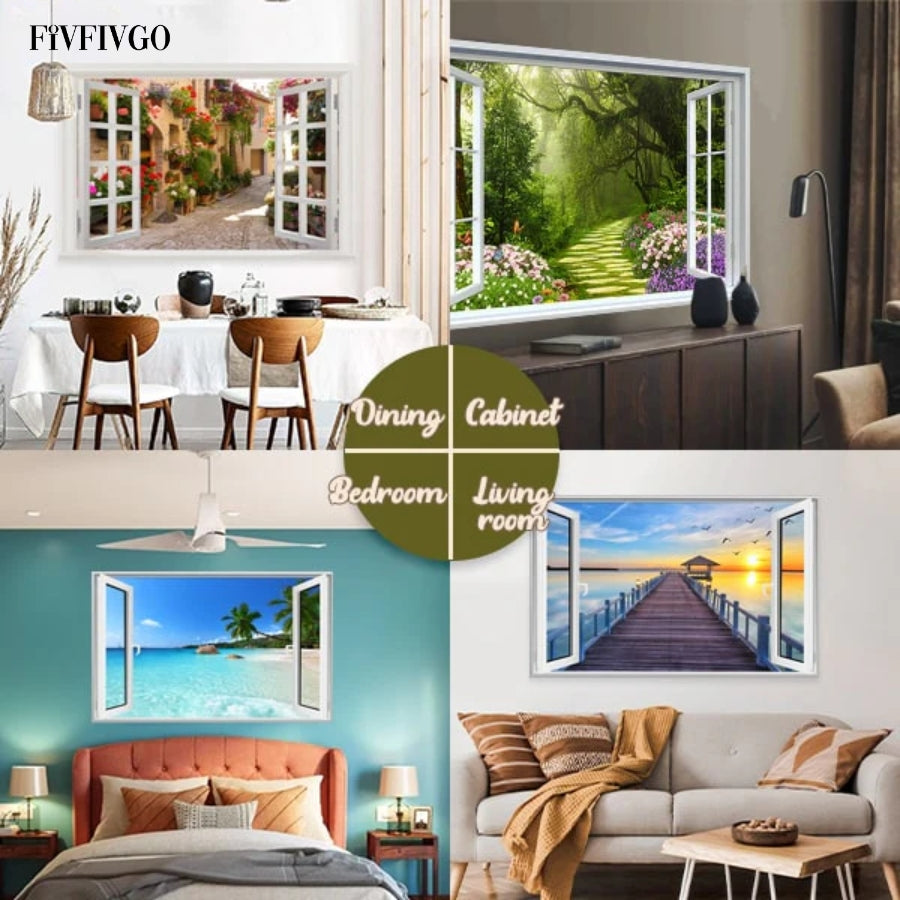 Fivfivgo™ Self-Adhesive 3D Window View Wall Sticker