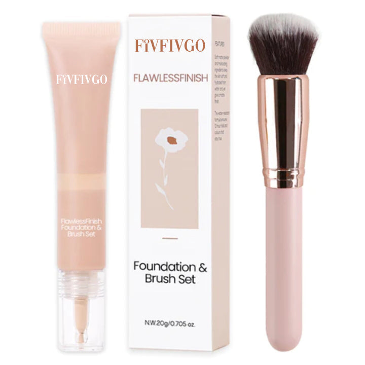 Fivfivgo™ Fond de Teint et Pinceaux au Fini Impeccable