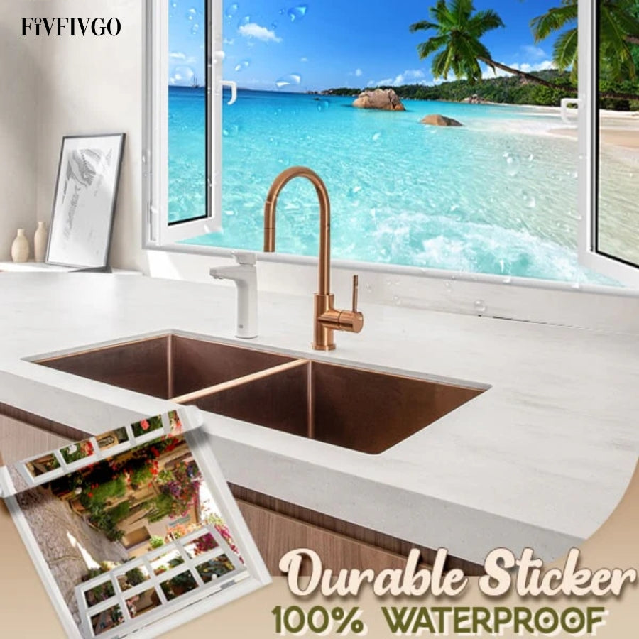 Fivfivgo™ Self-Adhesive 3D Window View Wall Sticker