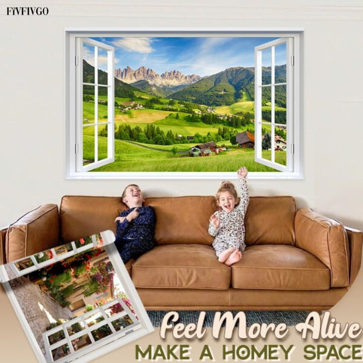Fivfivgo™ Self-Adhesive 3D Window View Wall Sticker
