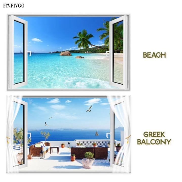 Fivfivgo™ Self-Adhesive 3D Window View Wall Sticker