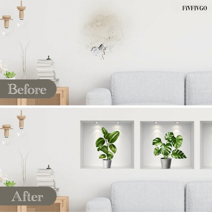 Fivfivgo™ Self-Adhesive 3D Plant Wall Stickers