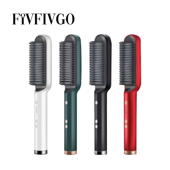 Fivfivgo™ Soins Capillaires Ioniques 2-in-1 Droit et Bouclé Peigne