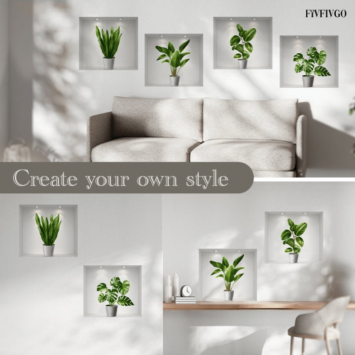 Fivfivgo™ Self-Adhesive 3D Plant Wall Stickers