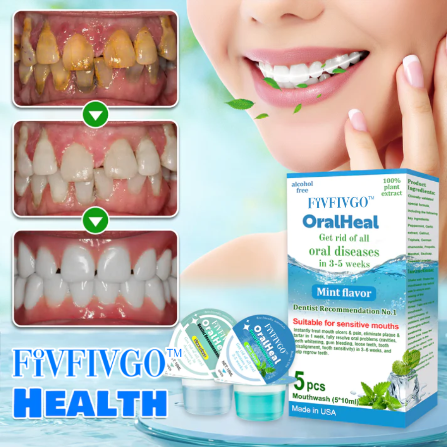 Fivfivgo™ OralHeal Mouthwash - removes calculus, whitens teeth, prevents and treats mouth ulcers, cavities, eliminates bad breath