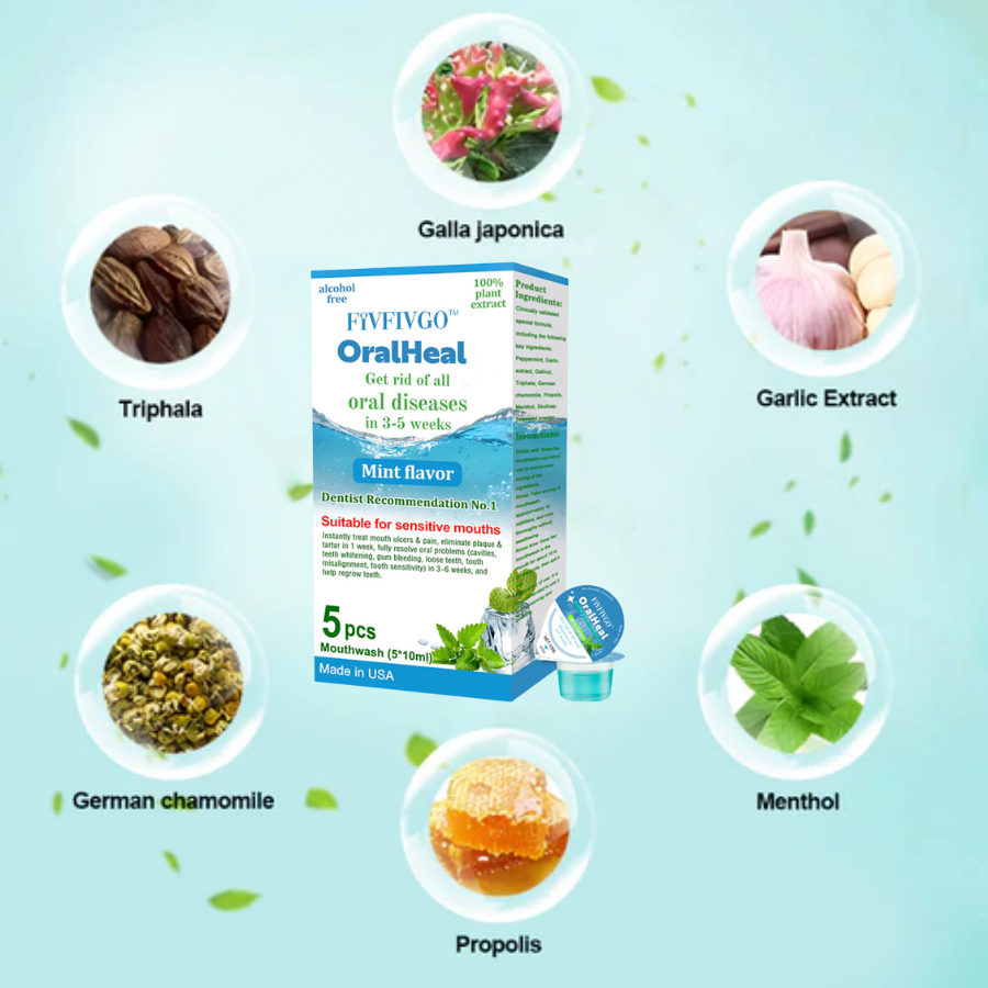 Fivfivgo™ OralHeal Mouthwash - removes calculus, whitens teeth, prevents and treats mouth ulcers, cavities, eliminates bad breath