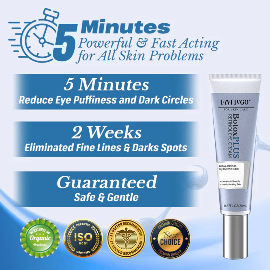Fivfivgo® BotoxPLUS Retinol Eye Cream - Dermatologist Recommended (Eye Cream for Fine Lines, Wrinkles, Dark Circles, Dark Spots, and Daily Anti-Aging)