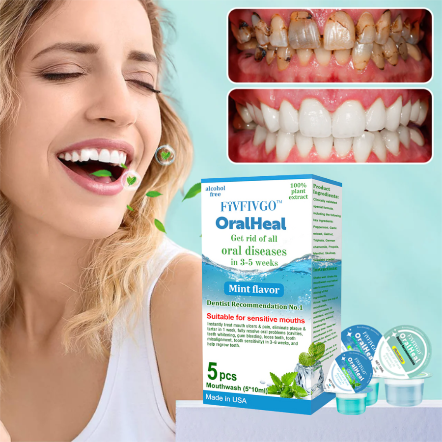 Fivfivgo™ OralHeal Mouthwash - removes calculus, whitens teeth, prevents and treats mouth ulcers, cavities, eliminates bad breath