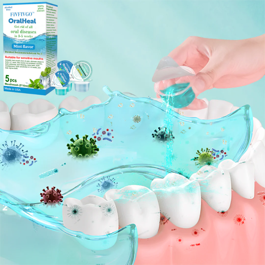 Fivfivgo™ OralHeal Mouthwash - removes calculus, whitens teeth, prevents and treats mouth ulcers, cavities, eliminates bad breath
