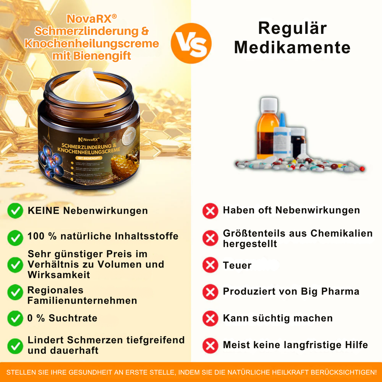 NovaRX® Schmerzlinderung & Knochenheilungscreme mit Bienengift