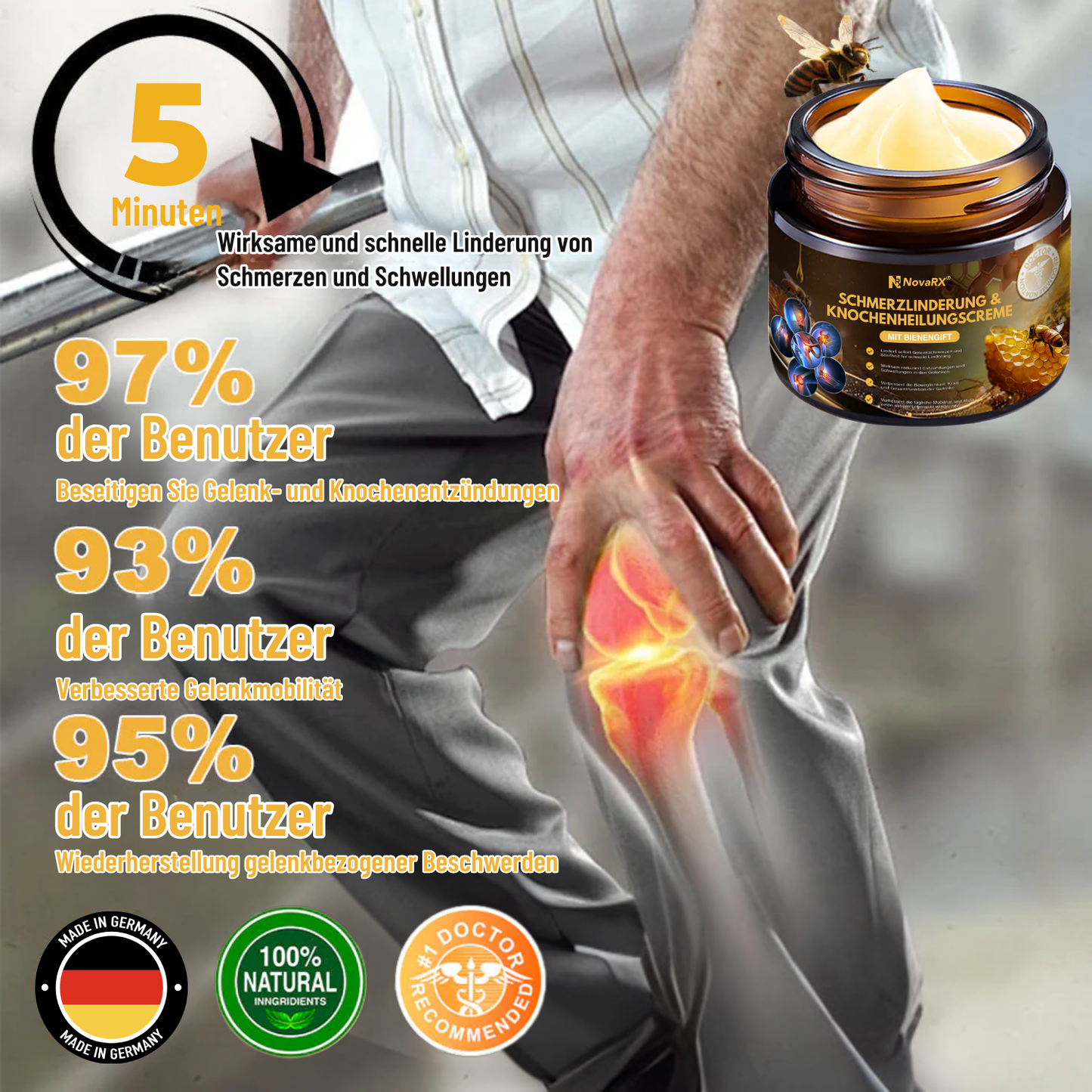 NovaRX® Schmerzlinderung & Knochenheilungscreme mit Bienengift