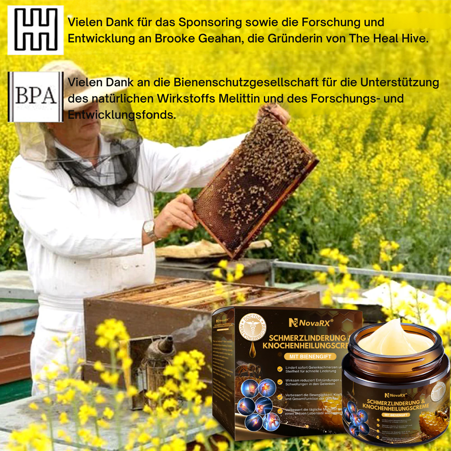 NovaRX® Schmerzlinderung & Knochenheilungscreme mit Bienengift
