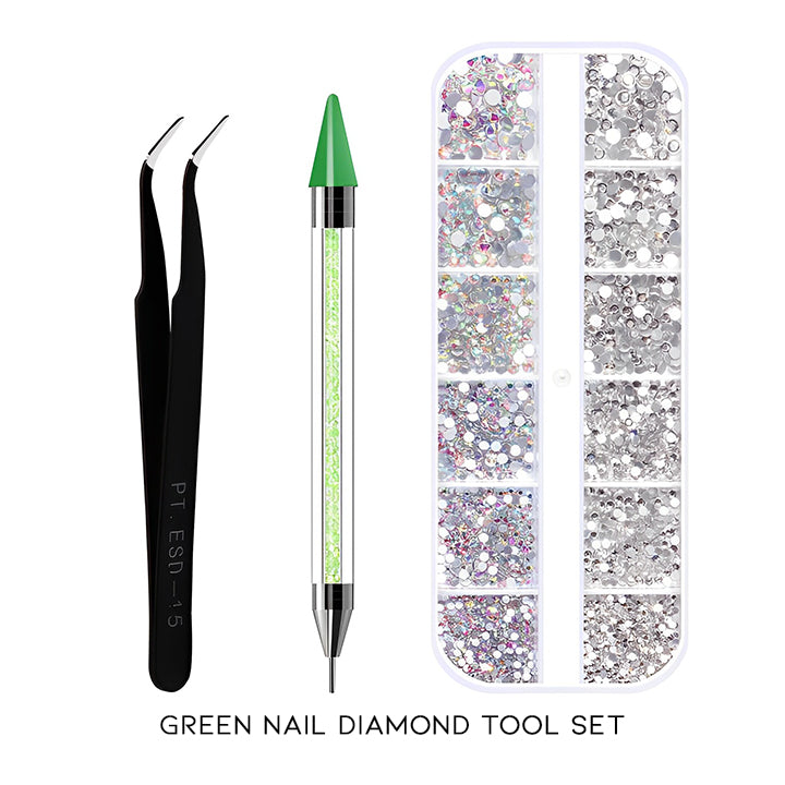 Perfect Stick-On Nail Diamond Tool Set Nail Every Day And Night Green 