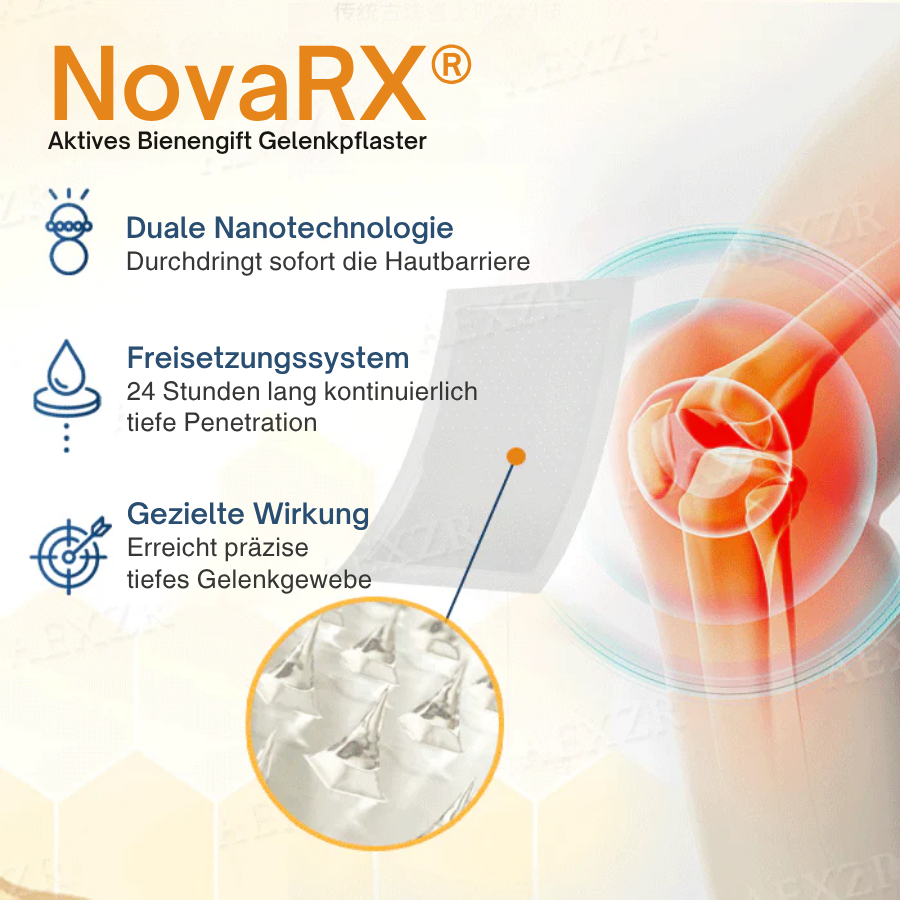 NovaRX® NanoDiffusion Aktives Bienengift Gelenkpflaster –🐝 🦵Linderung von Schulter-, Nacken-, Rücken- und Knieschmerzen in 10 Minuten!
