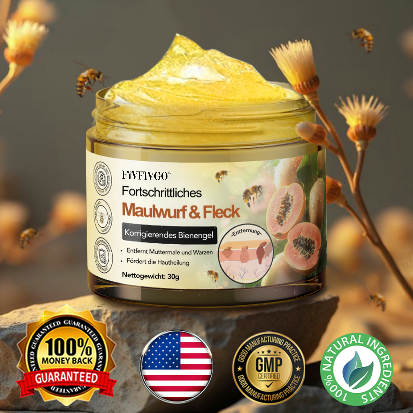 Fivfivgo® Fortschrittliches Maulwurf & Fleck Korrigierendes Bienengel