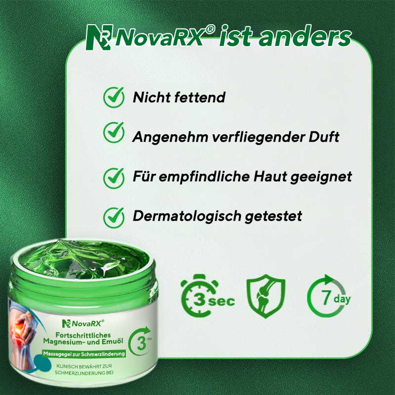 NovaRX® Fortschrittliches Magnesium- und Emuöl-Massagegel zur Schmerzlinderung