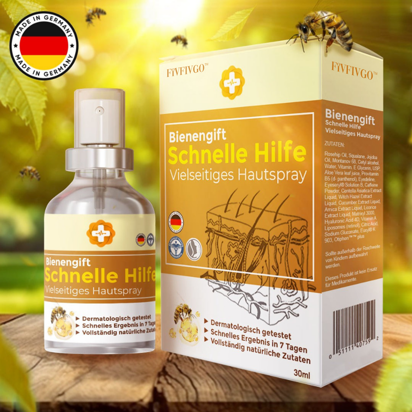 Fivfivgo™ Bienengift Schnelle Hilfe Vielseitiges Hautspray🇩🇪 Dermatologisch geprüft