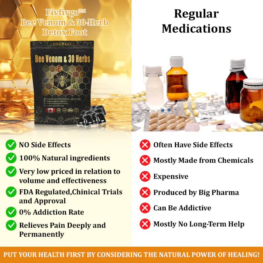 Fivfivgo™ Bee Venom & Herb Detox Foot Bath Pearls with 30 Medicinal Plants | 👨‍⚕️✅For General Obesit, Varicose Veins, and Joint Pain