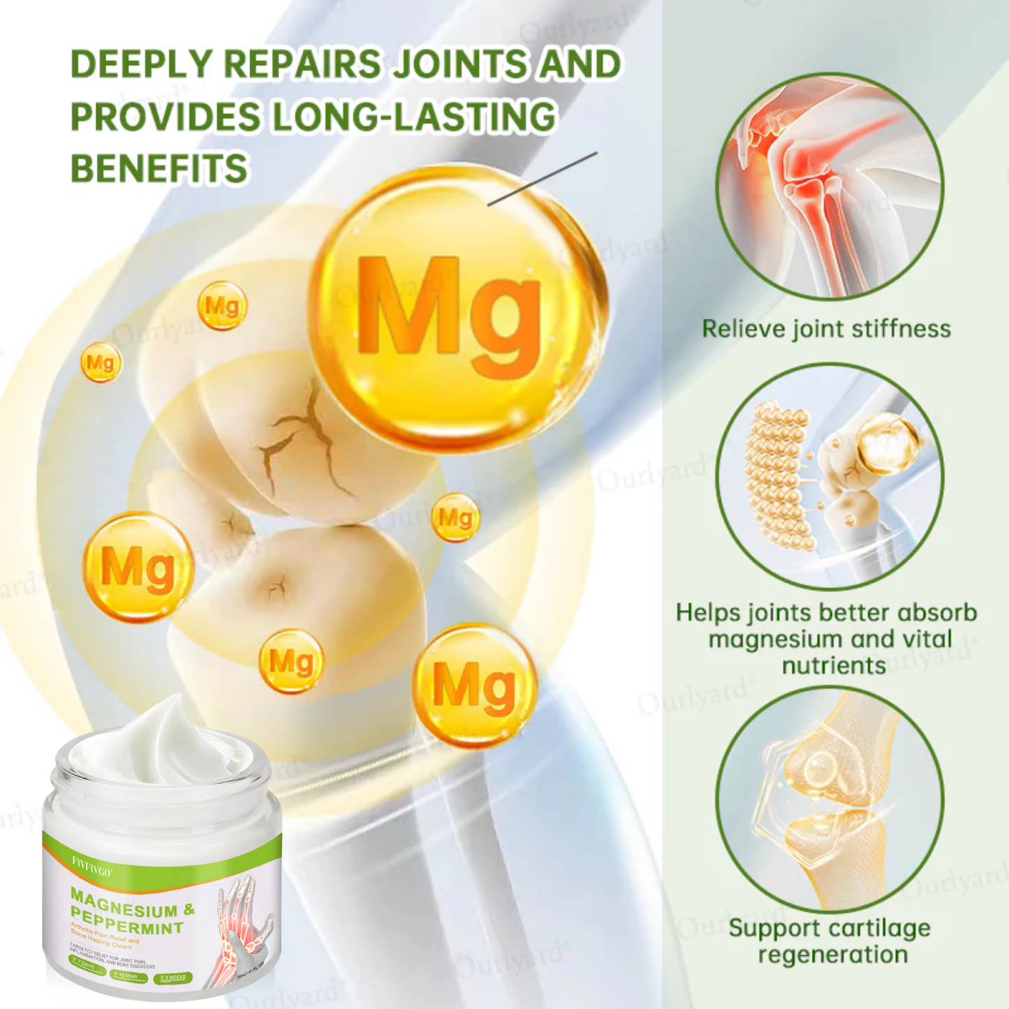 Fivfivgo® Magnesium & Peppermint Arthritis Pain Relief and Bone Healing Cream
