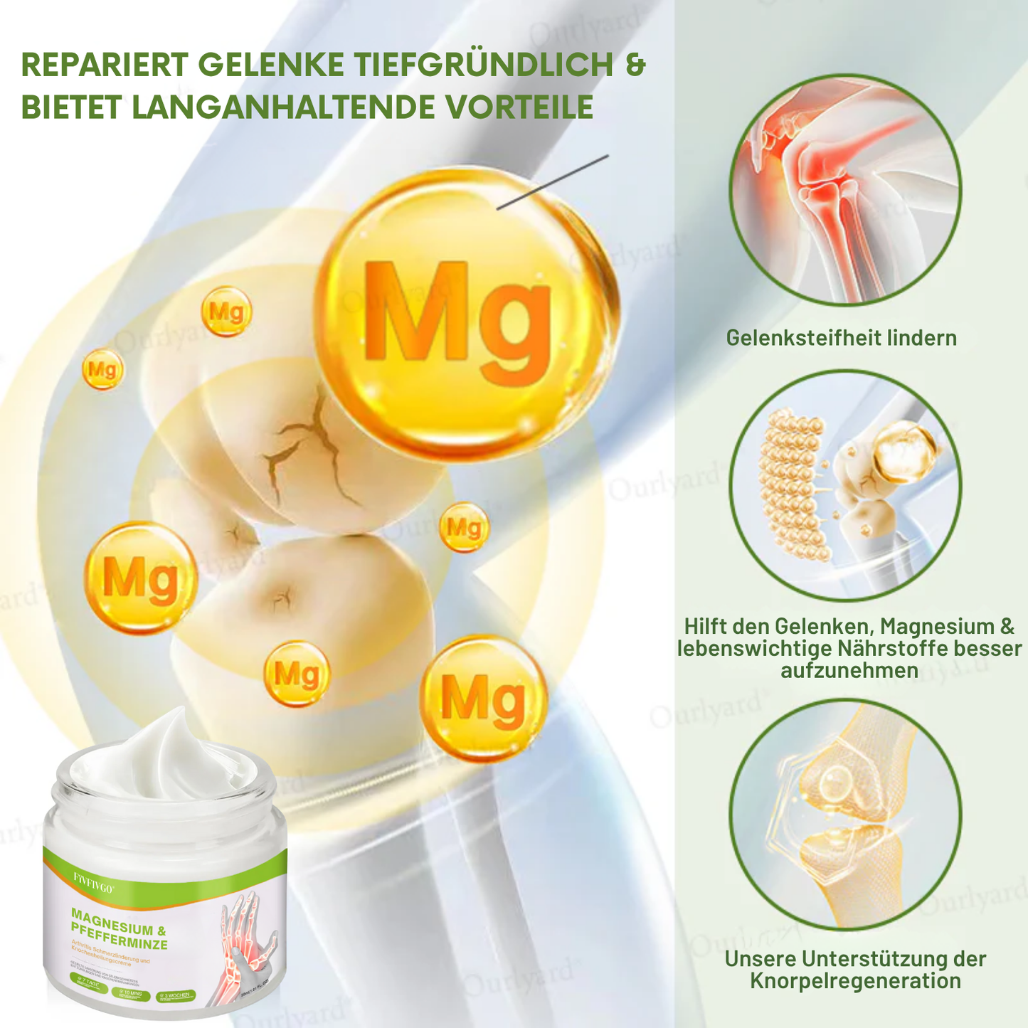 Fivfivgo® Magnesium & Pfefferminze Arthritis Schmerzlinderung und Knochenheilungscreme