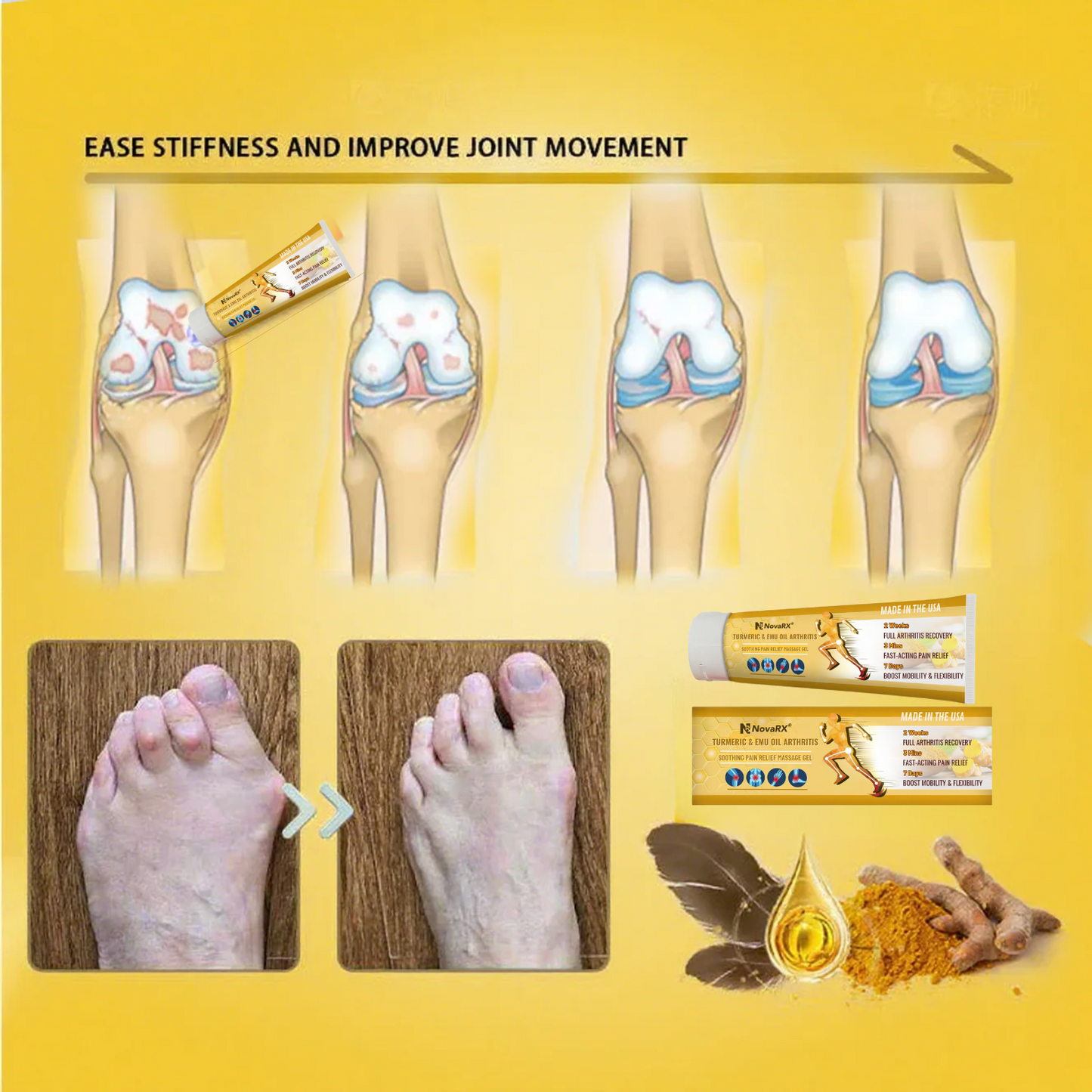 NovaRX® Turmeric & Emu Oil Arthritis Soothing Pain Relief Massage Gel