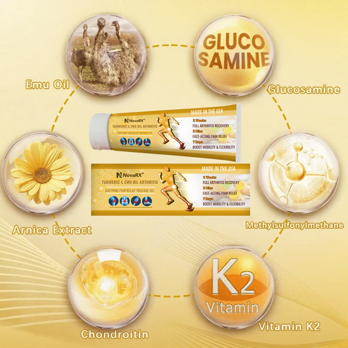 NovaRX® Turmeric & Emu Oil Arthritis Soothing Pain Relief Massage Gel