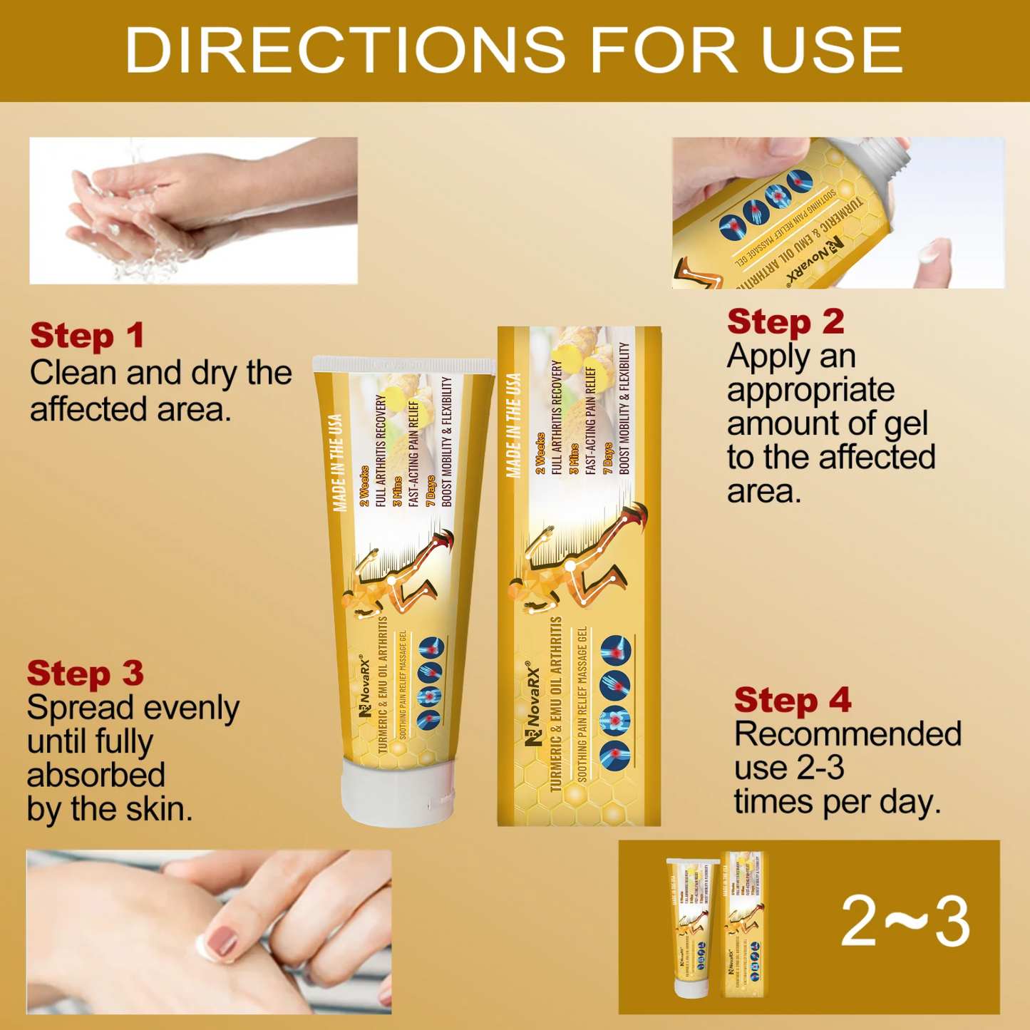 NovaRX® Turmeric & Emu Oil Arthritis Soothing Pain Relief Massage Gel