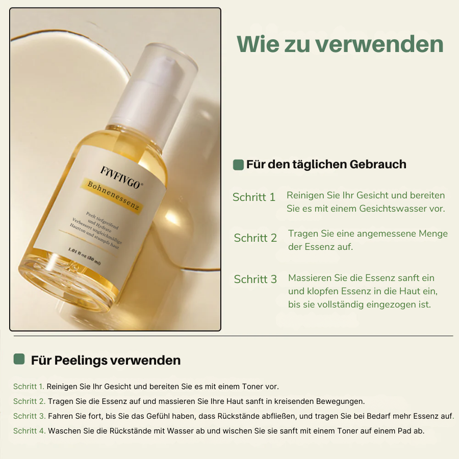 Fivfivgo® Bohnen-Essenz-Serum – Schält sanft, spendet Feuchtigkeit und hilft, dunkle Flecken zu verblassen