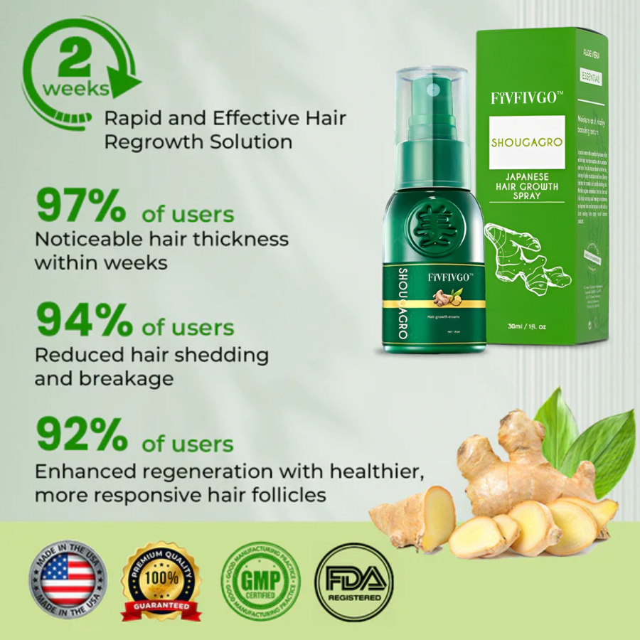 ✅Offizieller Laden: Fivfivgo™ Neu ShougaGRO Japanisches Haarwuchsspray👨‍⚕️Befürwortet von AHLA (klinisch erwiesen, dass es das Haarwachstum fördert, die Follikel stärkt, die Gesundheit der Kopfhaut verbessert und dem Ausdünnen der Haare entgegenwirkt)