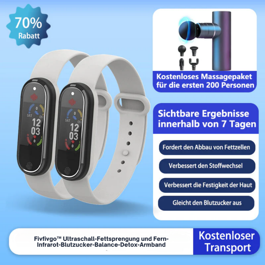 Fivfivgo™ Ultraschall-Fettsprengung und Fern-Infrarot-Blutzucker-Balance-Detox-Armband