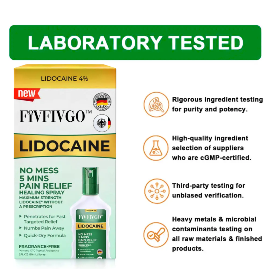 Fivfivgo™ Lidocaine 5-Minute Pain Relief Healing Spray