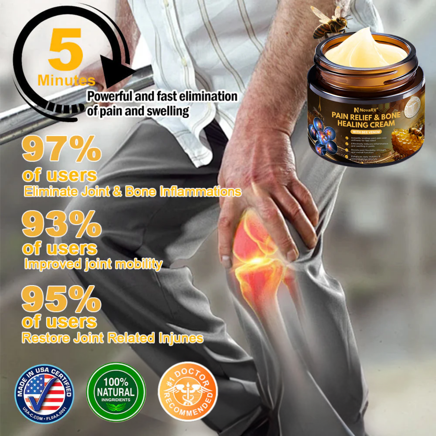 NovaRX® Pain Relief & Bone Healing Cream with Bee Venom