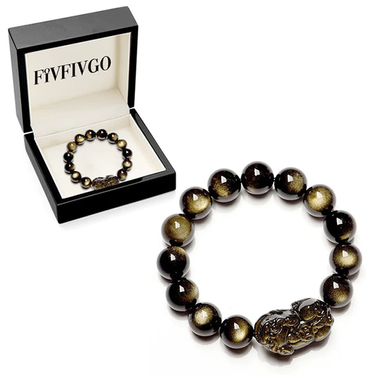 Fivfivgo™ Feng Shui Golden Sheen Obsidian Bracelet
