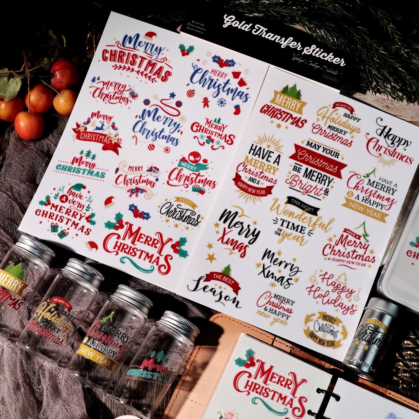 Weihnachtliche Kristall-Abreibesticker