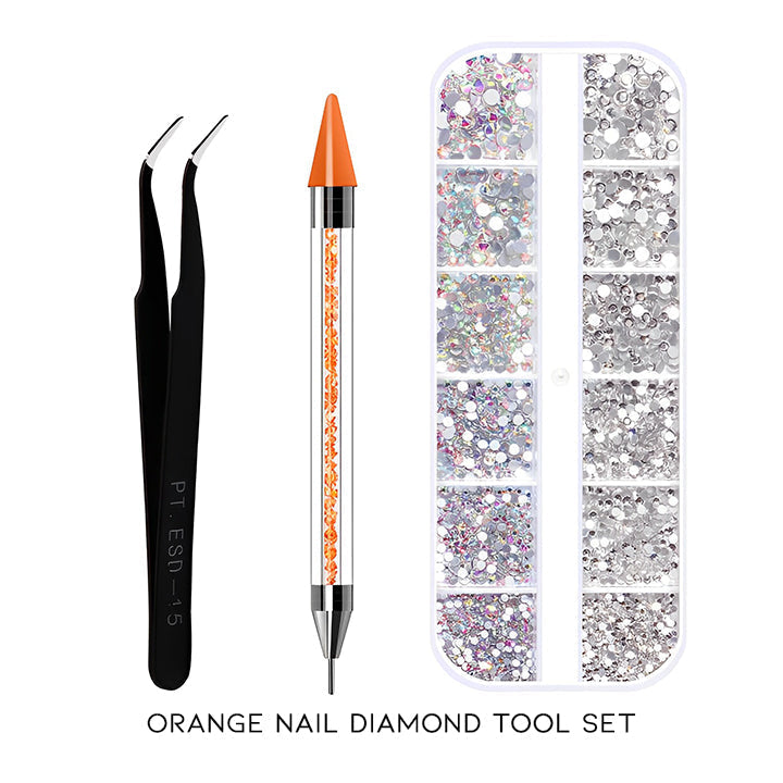 Perfect Stick-On Nail Diamond Tool Set Nail Every Day And Night Orange 