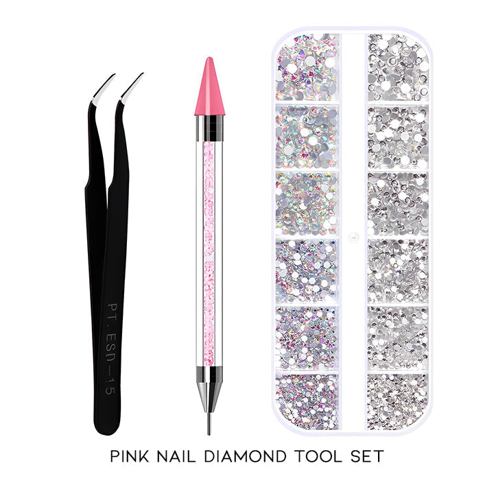 Perfect Stick-On Nail Diamond Tool Set Nail Every Day And Night Pink 