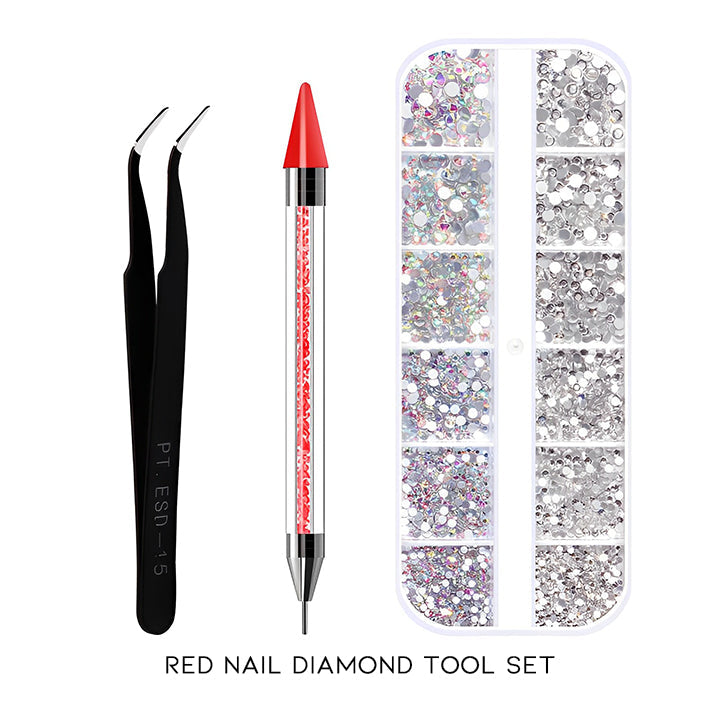 Perfect Stick-On Nail Diamond Tool Set Nail Every Day And Night Red 