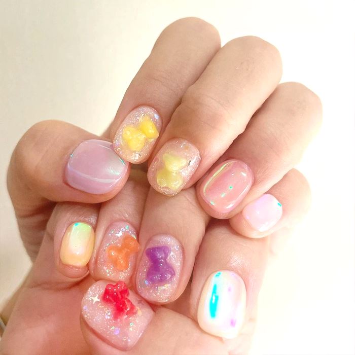 3D Korean Style Nail Gel Nail Every Day And Night 