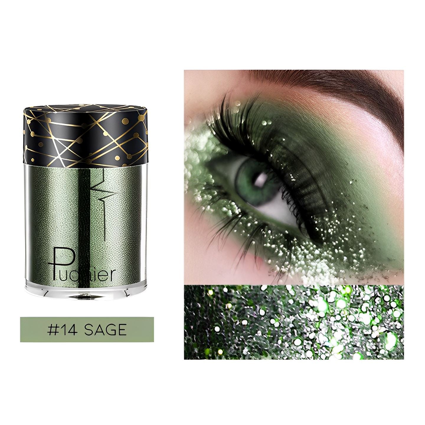 Single Shade High Shine Glitter Make-up Every Day And Night #14 Sage 