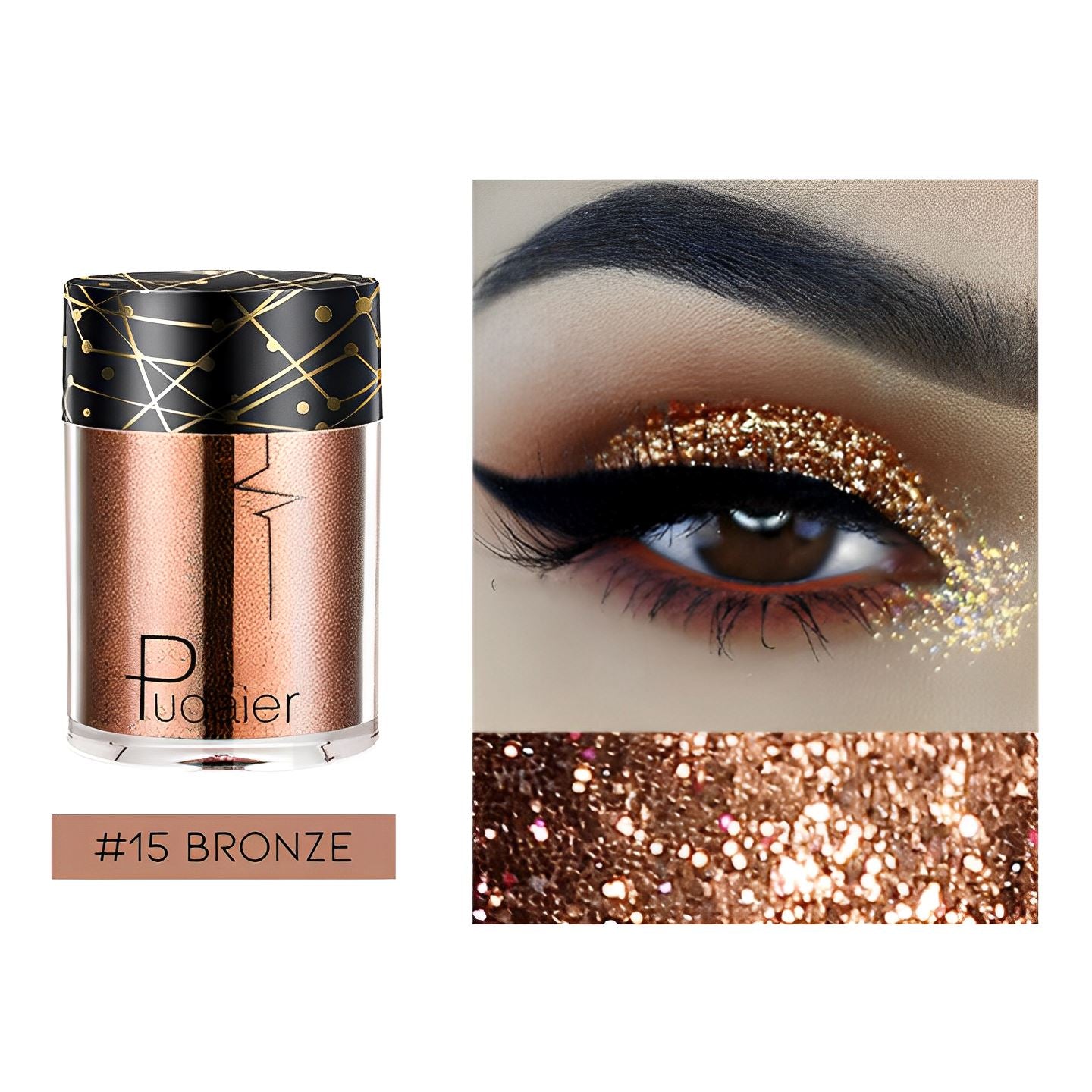 Single Shade High Shine Glitter Make-up Every Day And Night #15 Bronze 